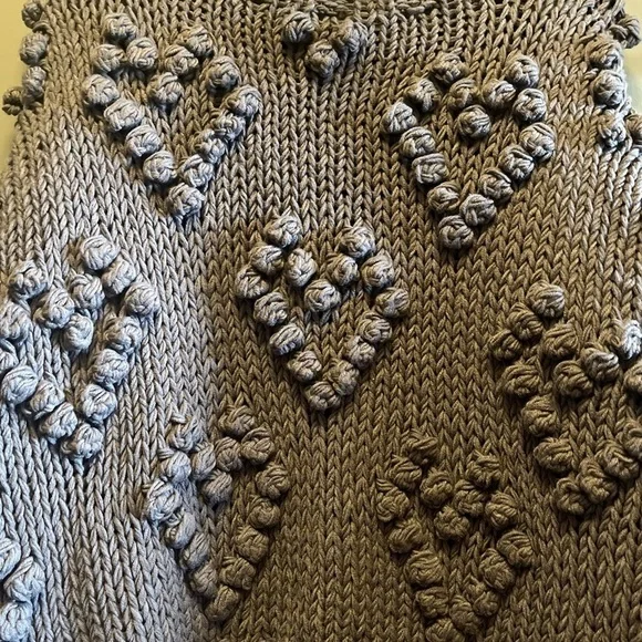 Wishlist Heart sweater S/M dark gray Valentines Day knit Pom Pom Sweater - Picture 16 of 16
